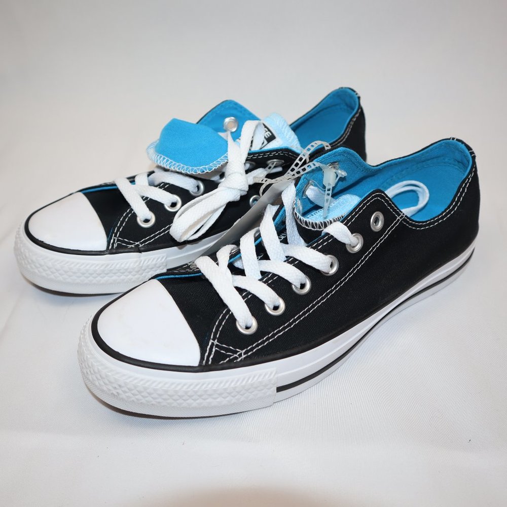 Converse Black and Blue Double Tongue Low Top Sneakers Women's Size 7-NWT - Picture 3 of 7